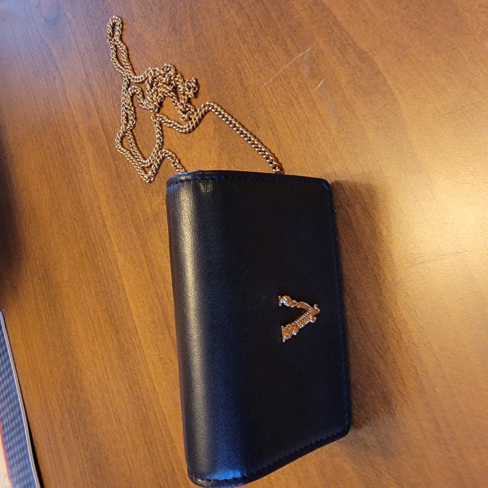 Black Leather Chain Versace Mini Bag.